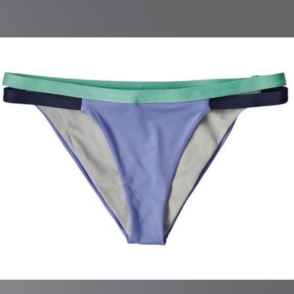 PATAGONIA WOMEN’S PURPLE NANOGRIP BANDED BIKINI BOTTOMS SIZE LARGE - Picture 3 of 8